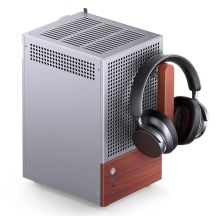 Jonsbo T6 Mini-Tower PC Case, Mini-ITX, Tempered Glass, Wood - Silver