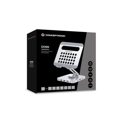 6. CONCEPTRONIC Tablet Holder with 8-in-1 Docking Station Silver
