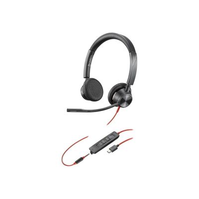 11. HP Poly Blackwire 3325 USB-C Stereo Headset Microsoft Teams Certified + 3.5mm Plug + USB-C/A Adapter