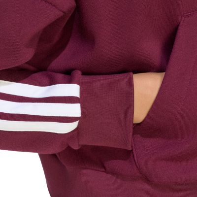 5. Women's adidas Essentials 3-Stripes French Terry Quarter-Zip Burgundy Sweatshirt KF8316