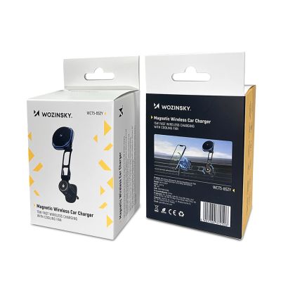 2. Wozinsky WCT5-6S2Y Car Holder with Qi/MagSafe 15W Wireless Charger and Air Vent Fan - Black