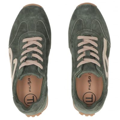 5. Women's leather shoes, suede sneakers, green Filippo DP7961