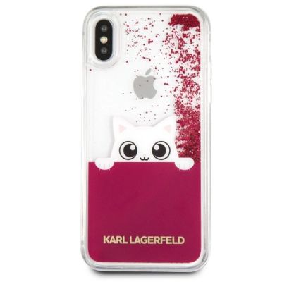 4. Karl Lagerfeld Liquid Glitter iPhone X Case - Pink