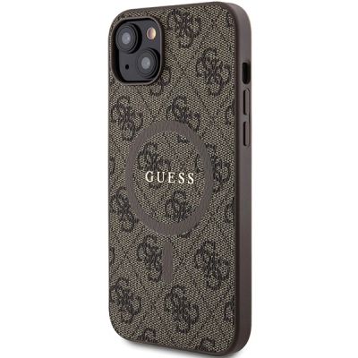 2. Guess 4G Collection Leather Metal Logo MagSafe Case for iPhone 15 Plus / 14 Plus - Brown