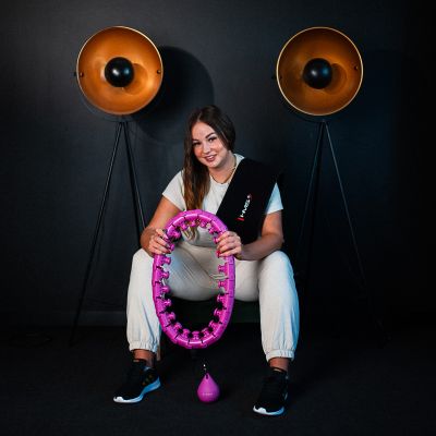 7. HULA HOP SET HHW12 VIOLET WITH NUTS AND HMS WEIGHT + BELT BR163 BLACK PLUS SIZE