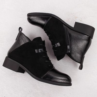 20. Women’s Black Suede-Look Ankle Boots with Warm Lining M.Daszyński MR2458-7