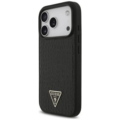 2. Guess Croco Triangle Logo MagSafe Case for iPhone 18 Pro Max / 17 Pro Max – black