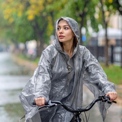 3. BICYCLE RAIN PONCHO FOR ADULTS 100x130x1CM PE 135GR DUNLOP - GRAY