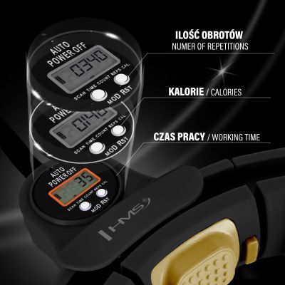 8. HHM13 NEW HULA HOP BLACK/GOLD WITH MAGNETS AND WEIGHT + HMS COUNTER