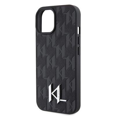 6. Karl Lagerfeld KLHCP15SPKLPKLK iPhone 15 / 14 / 13 6.1" black/black hardcase Leather Monogram Hot Stamp Metal Logo