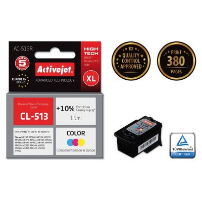 2. Activejet AC-513R Ink (Canon CL-513 replacement; Premium; 15 ml; color)