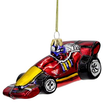 4. MICA GLASS RACE CAR BAUBLE 13 x 7 x 6.5 CM
