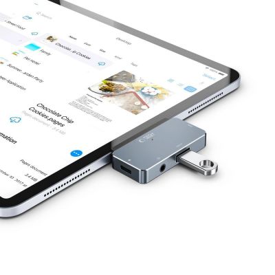 4. HUB Tech-Protect V6 4in1 USB-C - USB-A 3.0 / USB-C PD100W / HDMI / mini jack 3.5mm - gray