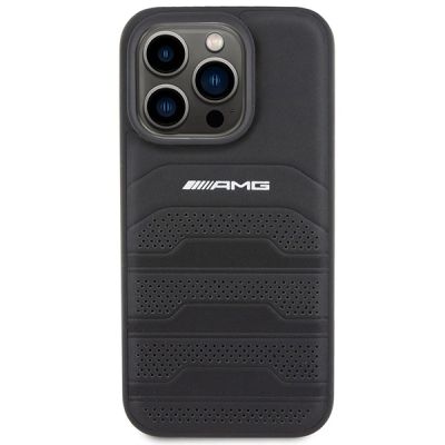 3. Mercedes AMG Leather Debossed Lines case for iPhone 15 Pro Max - black