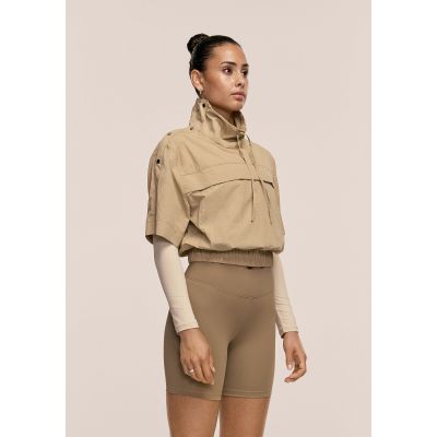 6. CASALL Women's Active Short Sleeve Track Jacket, Sand Color