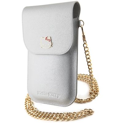 4. Hello Kitty Leather Metal Logo Chain bag - silver