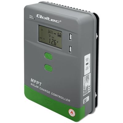 Qoltec 53664 MPPT solar charge controller with temperature sensor 50A | 12V / 24V | LCD | Bluetooth | APP | GEL | LiFePO4