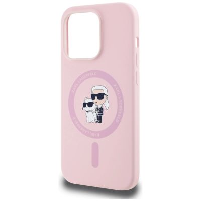 6. Karl Lagerfeld Silicone Karl&Choupette MagSafe Case for iPhone 14 Pro Max - Pink