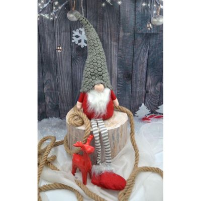 11. DECORATIVE GNOME WITH GRAY FUR HAT 50+25CM