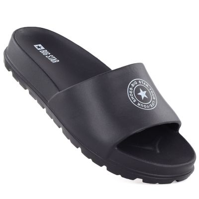 Women's pool beach flip-flops on a platform, black Big Star TT274A043