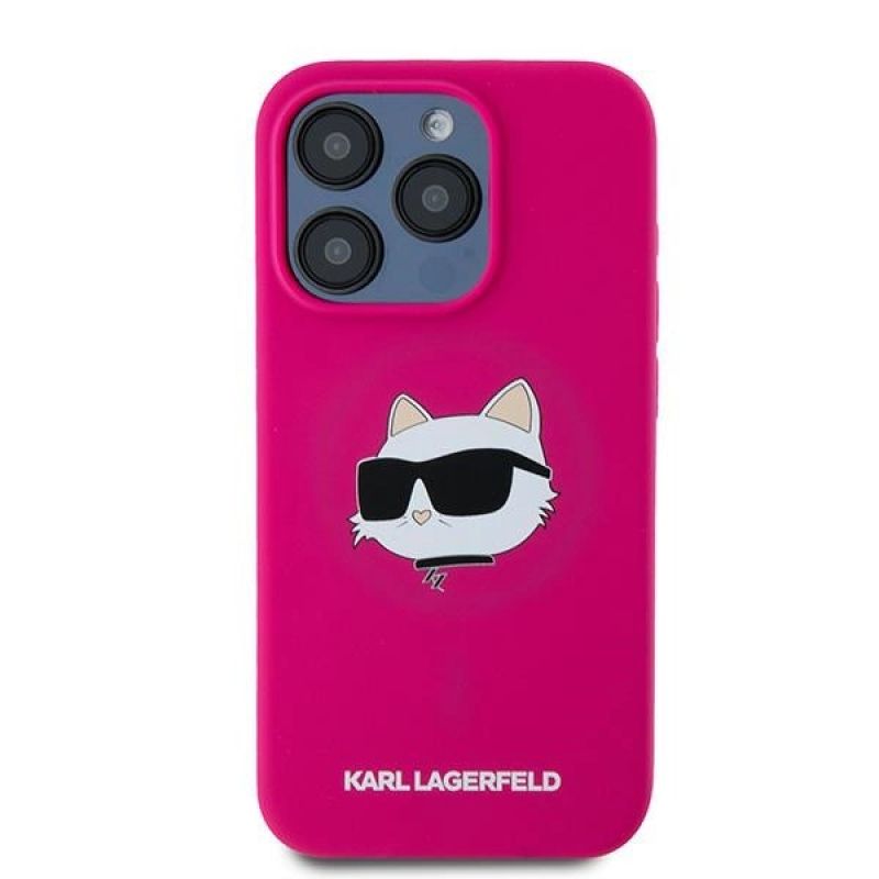 3. Karl Lagerfeld Silicone Choupette Head MagSafe case for iPhone 15 Pro - pink