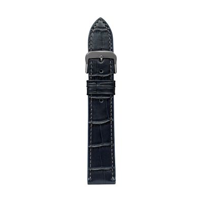 Zeppelin navy blue leather strap, 20 mm