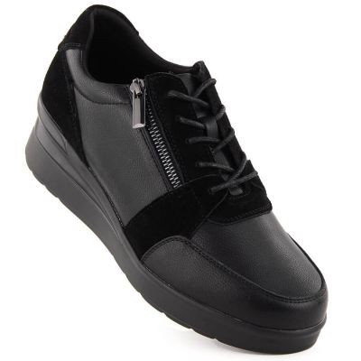 4. Sergio Leone PB236-S women's leather wedge sneakers, black