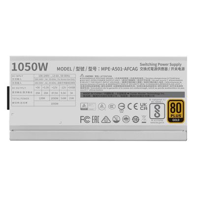 3. Cooler Master MWE Gold 1050 V2 ATX 3.1 White Edition Power Supply Module 1050 W 24-pin ATX White