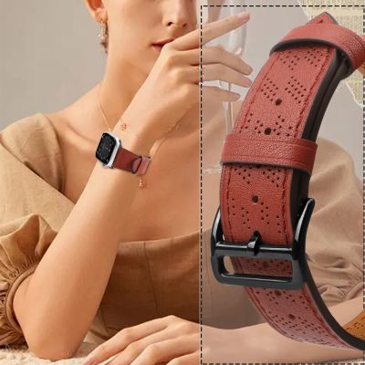5. Strap Leather for Apple Watch 38 / 40 / 41 mm band bracelet - red