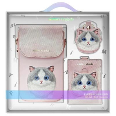 Nimmy Big Eyed Pet 2.0 Cat 3-in-1 Phone Bag + Wallet + Tracker Case - Pink