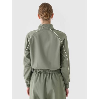 2. Women's cropped transition jacket with a stand-up collar 4F 4FRSS24TTJAF0886-44S