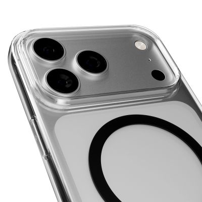 4. Puro Lite Mag TPU+PC Case Compatible with MagSafe for iPhone 17 Pro - Transparent with Black Ring