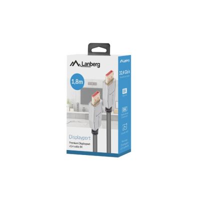 3. LANBERG DISPLAYPORT CABLE M/M 20PIN V1.4 1.8M 8K CA-DPDP-20CU-0018-BK