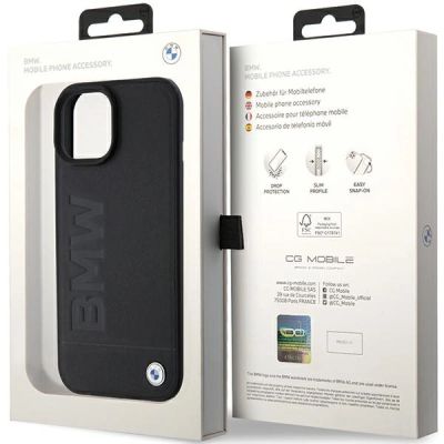 8. BMW Leather Hot Stamp case for iPhone 15 Plus - black