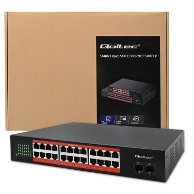 12. Qoltec Network Switch SWITCH Gigabit Ethernet | 24x RJ45 | 2x SFP | 1000 Mb/s