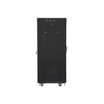 4. LANBERG FLOOR RACK CABINET 19" 27U 600X600 GLASS DOOR LCD BLACK FF01-6627-12BL (FLAT PACK)