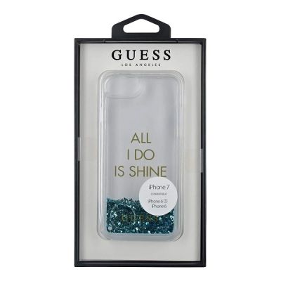 4. Guess GUHCP7GLUQBL iPhone 6/7/8 /SE 2020 / SE 2022 blue/blue hard case Liquid Glitter Party