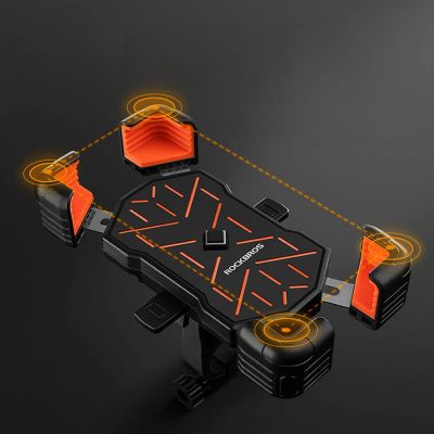 6. Rockbros HW-117 Handlebar Clamp Phone Holder - Black and Orange