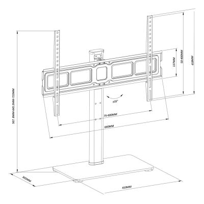 12. MACLEAN UNIVERSAL TV STAND FOR TV CABINET, MAX. 40KG, MAX. VESA 600X400, FOR TV 32-75" MC-386
