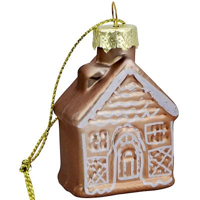 3. GLASS CHRISTMAS ORNAMENTS IN COOKIE-CUTTER SHAPES, GINGERBREAD, 12 PCS, BROWN MICA