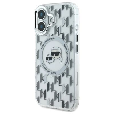 2. Karl Lagerfeld IML Monogram Karl & Choupette Head MagSafe iPhone 16 Case - Clear