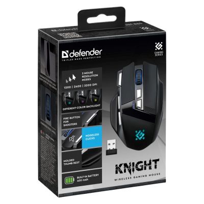 6. DEFENDER MOUSE GM-885 KNIGHT RF WIRELESS 3200dpi 8P BLACK