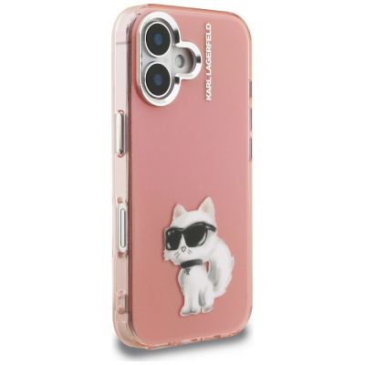 4. Karl Lagerfeld IML Aquarelle Choupette & Logo iPhone 16 Case - Pink