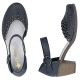 4. Women's leather sandals with a comfortable heel, openwork, navy blue, Rieker 40902-14