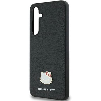 6. Hello Kitty Metal Logo Kitty Head case for Samsung Galaxy A55 - black