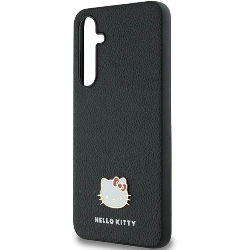 6. Hello Kitty Metal Logo Kitty Head case for Samsung Galaxy A55 - black