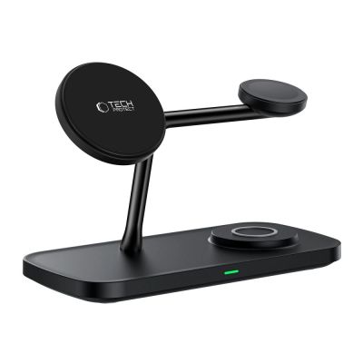3. Tech-Protect QI15W-A45 3in1 Wireless Charger with MagSafe for Apple Devices - Black