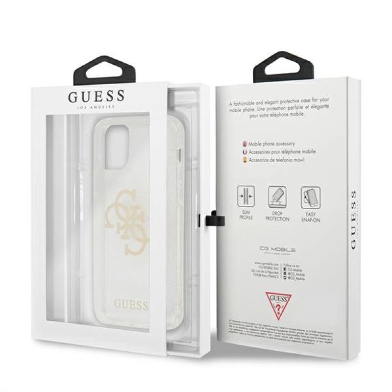 8. Guess GUHCP12LPCUGL4GTR iPhone 12 Pro Max 6.7" transparent hard case Glitter 4G Big Logo