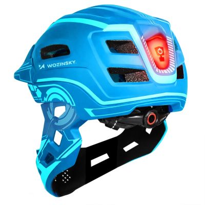 4. Wozinsky Kids Full Face Bike Helmet with USB Rear Light S - Blue
