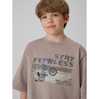 3. Boy's loose T-shirt with print 4F 4FJRSS26TTSHM4279-25S